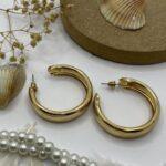 گوشواره حلقه ای جدید بزرگ طلایی سبک