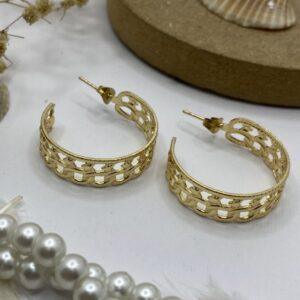 گوشواره حلقه ای بزرگ طلایی توری