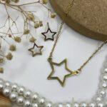 گردنبند و گوشواره ست مدل ستاره